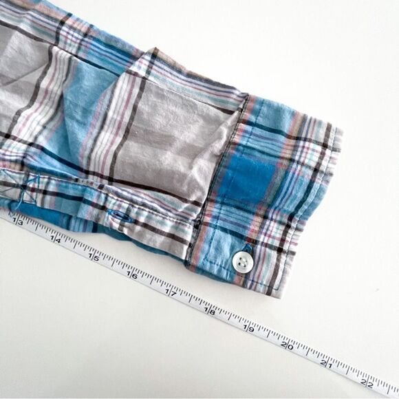WESC Ole Shirt Plaid Blue Button Up Men's L Lightweight Long Sleeved - Picture 6 of 9